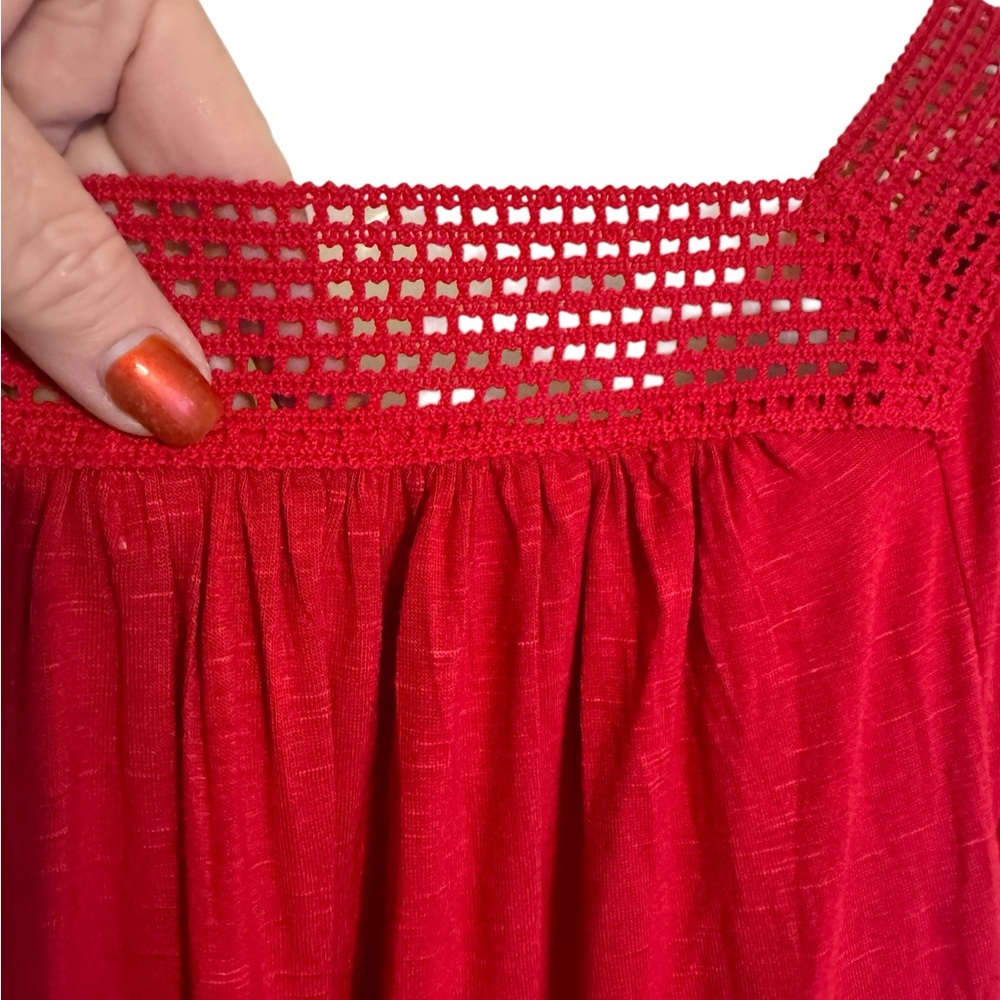 NWT  Old Navy Red Crochet Square-Neck Peasant Top   SIZE: 2X    #K - Picture 8 of 12